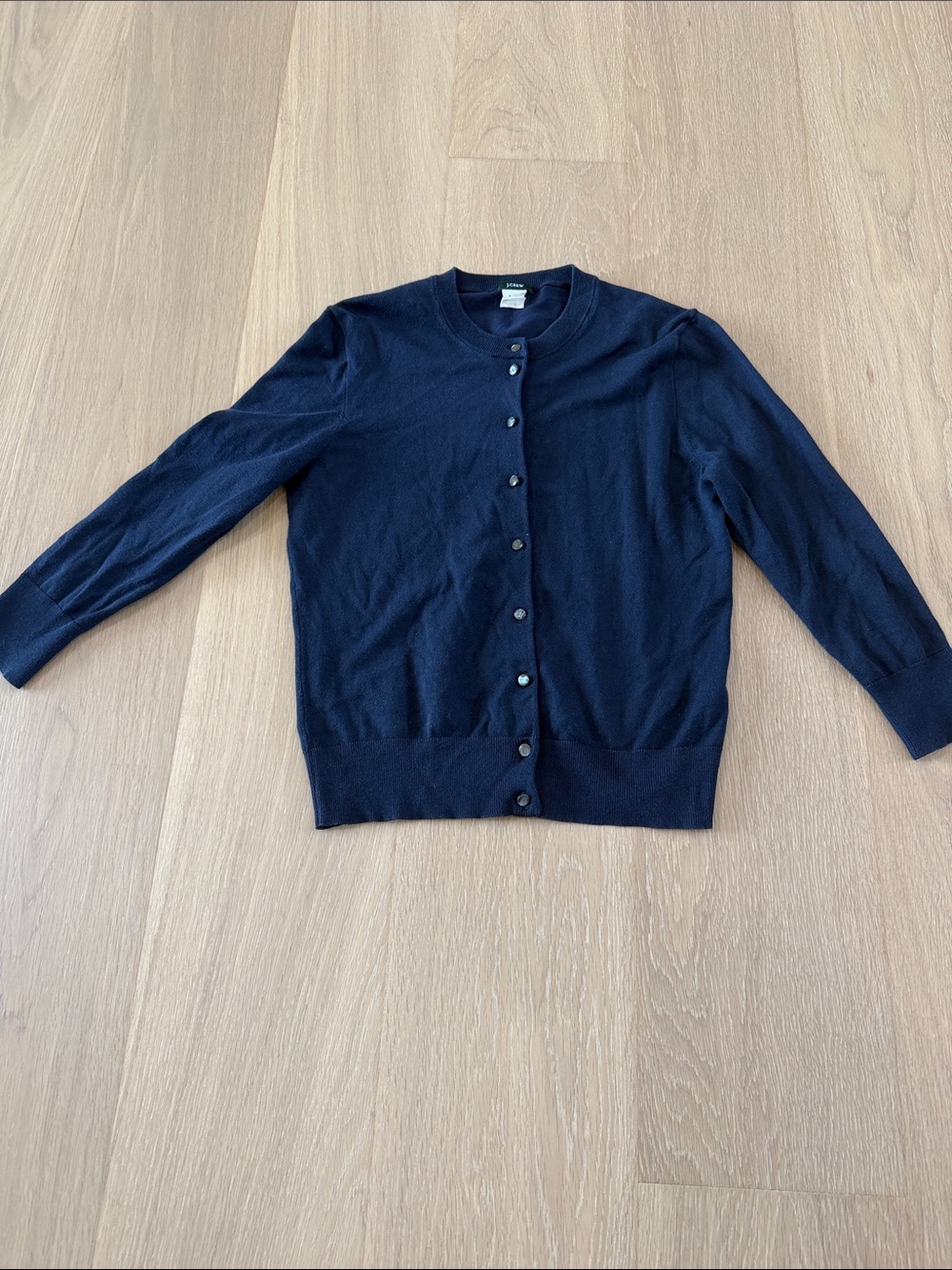J. Crew Navy Crewneck Button-Front Cardigan